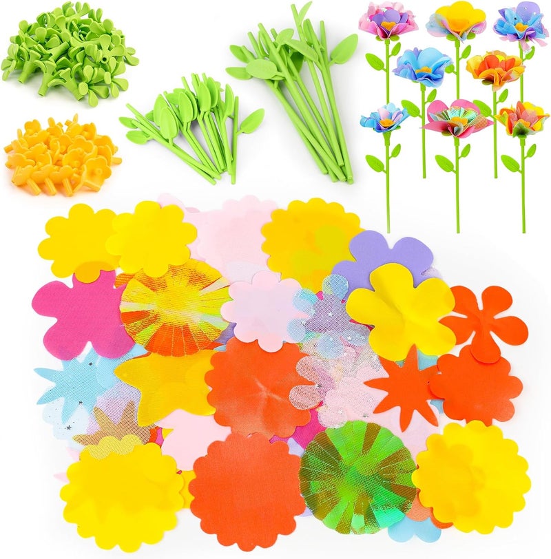 cosone DIY Fabric Flower Bouquets Toys Accessories - Flowers Market Toy Accessories - Arts & Crafts Toy Accessory Craft Kit for Girls Ages 3 4 5 6 7 8, Educational Preschool Arts & Crafts Toys - Image 1